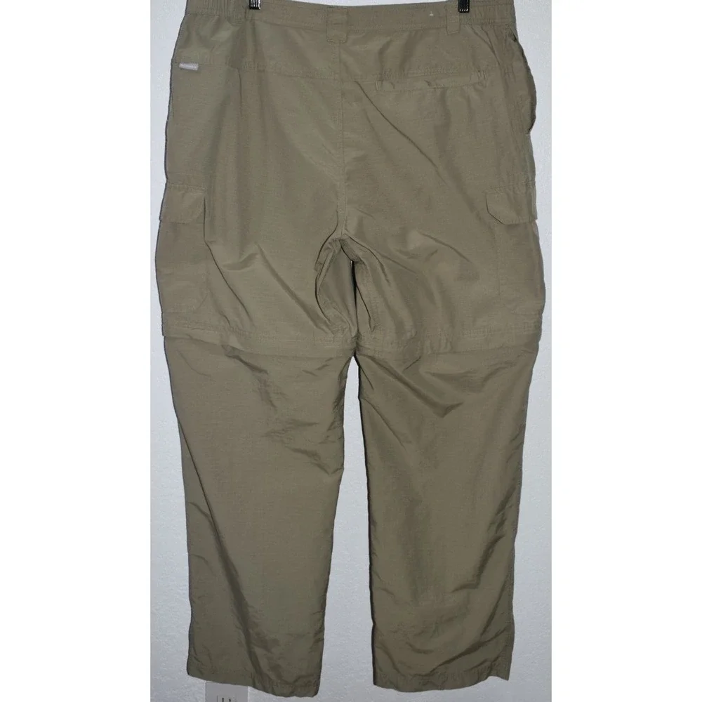 Columbia MENS XL Cargo Convertable Pants Zip-Off Khaki Green Hiking Lightweight